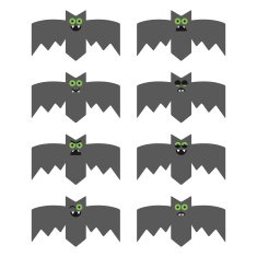 Set of bats decorative icons for Halloween N2
