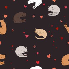 Seamless pattern with cute sleeping cats N2