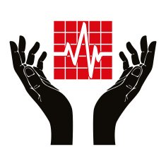 Hand with cardiogram vector symbol