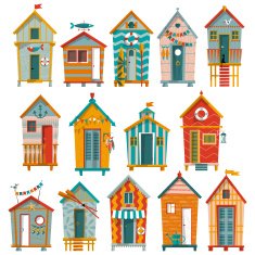 Various multi-colored Beach Huts N2