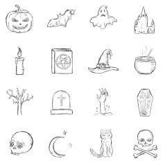 Vector Sketch Halloween Icons N2