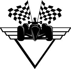 Race Car with Checkered Flags & Shield N2