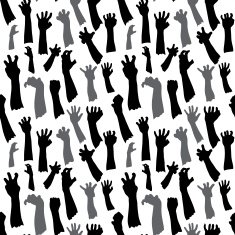 Seamless pattern of silhouette set hands