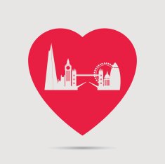 London city skyline heart
