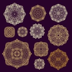 Set of decorative rosettes-stars in arabic style N14