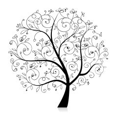 Art tree beautiful black silhouette for your design