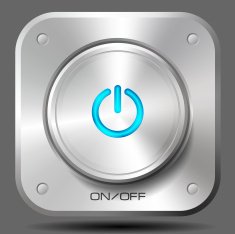 On-Off Metal Button (Cyan) free image download