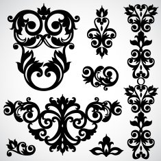 Vector set with classical ornament in Victorian style N4