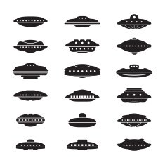 Flying saucer and UFO icon set
