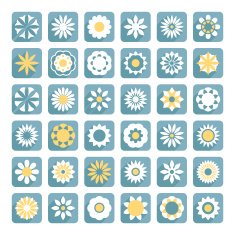 Set of flower vector flat flowers icons