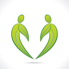 creative green people symbol design with leaf