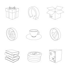 outline gray 3D icon set 04 N2