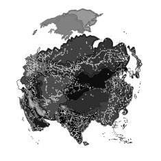 Asia at night as engraving vector