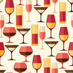 Restaurant or bar seamless pattern with different glasses