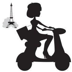 Girl on scooter in Paris