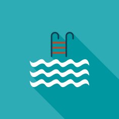 Pool flat icon with long shadow N6