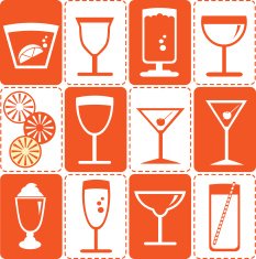 Silhouette (Vector Icons) Cocktails set cold drink