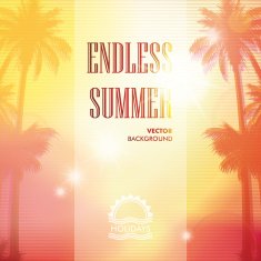 Hot Summer blurred background with palm trees