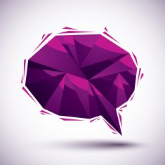 Violet speech bubble geometric icon made in 3d modern style