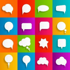 Flat Speech Bubbles with Long Shadows Vector Illustration N2