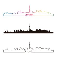 Toronto skyline linear style with rainbow