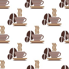 Repeat pattern of a cup coffee and beans N2