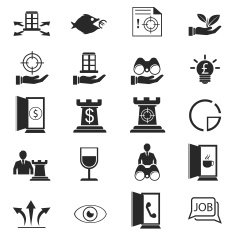 Business strategy icons set N5