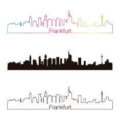 Frankfurt skyline linear style with rainbow