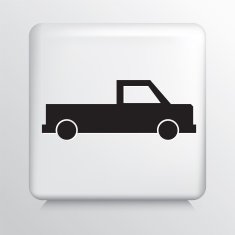 Square White Icon With Silhouette Pickup Truck N2