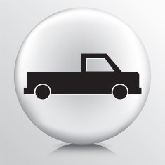 Round White Icon With Silhouette Pickup Truck N2