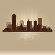 Oklahoma City brown skyline silhouette