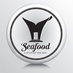Round Icon With Catch Of the Day Seafood Restaurant
