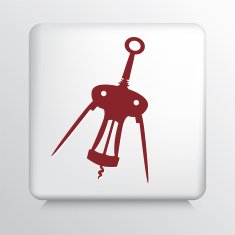 Square Icon with Brown Open Corkscrew Silhouette