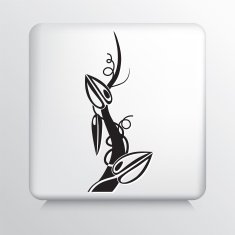 Square Icon with Black Beanstalk and Leaves