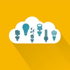 Flat Design Cloud Icon With Light Bulbs