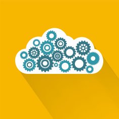 Flat Design Cloud Icon With Gears