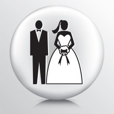 Round Wedding Icon With Bride And Groom