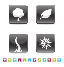 Nature glossy icon set