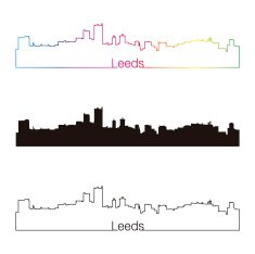 Leeds skyline linear style with rainbow