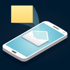 Envelope on smartphone with message