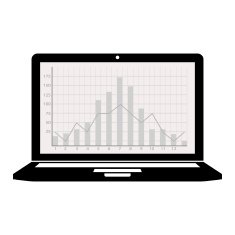 Computer laptop with graph - VECTOR