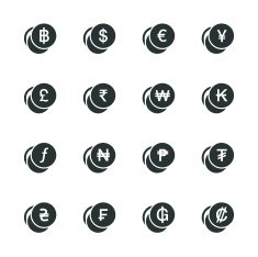 Currency Symbol Silhouette Icons N3