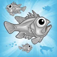 Light Bursting Behind Large and Small Fish