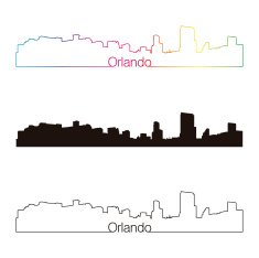 Orlando skyline linear style with rainbow
