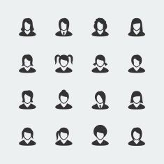 Vector women mini icons set