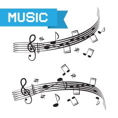 Music - Staff and Notes Vector Illustration