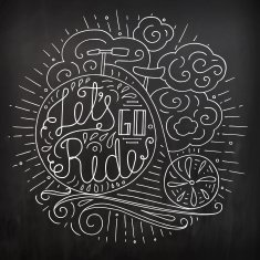 Doodle typography poster with bycicle N2