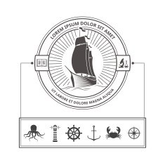 Set of Nautical Icons for Badges in Vintage Style