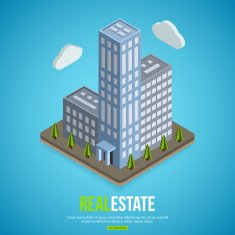 Flat isometric city real estate background with place for text