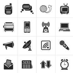 Black Communication and connection icons N2